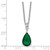 Cheryl M Sterling Silver Rhodium-plated Polished CZ and Green Glass Teardrop 18 Inch Necklace