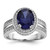 Cheryl M Sterling Silver Rhodium-plated Polished Fancy Blue and White CZ Halo Ring - QC-E1D2731D-6621