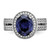 Cheryl M Sterling Silver Rhodium-plated Polished Fancy Blue and White CZ Halo Ring - QC-E1D2731D-6621