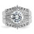Cheryl M Sterling Silver Rhodium-plated Polished Fancy CZ with Two 3-Row Bands Ring Set - QC-A9DF369B-4042