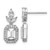 Cheryl M Sterling Silver Rhodium-plated Polished Fancy Emerald-cut CZ Halo Post Dangle Earrings