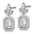 Cheryl M Sterling Silver Rhodium-plated Polished Fancy Emerald-cut CZ Halo Post Dangle Earrings