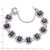 Cheryl M Sterling Silver Rhodium-plated Polished Fancy Purple and White CZ Halo Cluster with Safety Chain 7 Inch Bracelet