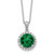 Cheryl M Sterling Silver Rhodium-plated Polished Green and White CZ Halo Circle 16 Inch with 2 Inch Extension Necklace