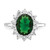 Cheryl M Sterling Silver Rhodium-plated Polished Green Glass and CZ Oval Halo Ring - QC-F7B01576-6874