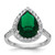 Cheryl M Sterling Silver Rhodium-plated Polished Green Glass and CZ Teardrop Halo Ring - QC-2E6FF2EC-7512