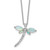 Cheryl M Sterling Silver Rhodium-plated Polished Lab Created Opal and CZ Dragonfly with 2 Inch Extension Necklace