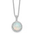 Cheryl M Sterling Silver Rhodium-plated Polished Lab Created Opal and CZ Halo Circle 16 Inch with 2 Inch Extension Necklace