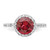 Cheryl M Sterling Silver Rhodium-plated Polished Lab Created Ruby and CZ Round Halo Ring - QC-2814A300-7630