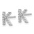 Cheryl M Sterling Silver Rhodium-plated Polished Letter K CZ Initial Post Earrings