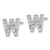Cheryl M Sterling Silver Rhodium-plated Polished Letter W CZ Initial Post Earrings