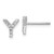Cheryl M Sterling Silver Rhodium-plated Polished Letter Y CZ Initial Post Earrings