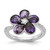 Cheryl M Sterling Silver Rhodium-plated Purple and White Brilliant-cut CZ Flower Ring - QC-6CAB18F7-9991
