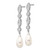 Cheryl M Sterling Silver Rhodium-plated Teardrop Freshwater Cultured Pearl and Brilliant-cut CZ Post Dangle Earrings - QC-84B5AC03-6047
