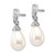 Cheryl M Sterling Silver Rhodium-plated Teardrop White Freshwater Cultured Pearl and Brilliant-cut CZ Post Dangle Earrings - QC-67484EDF-9217