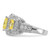 Cheryl M Sterling Silver Rhodium-plated Yellow Radiant-cut and White Brilliant-cut CZ 3 Stone Ring - QC-45C88793-6236