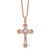 Cheryl M Sterling Silver Rose Gold-plated Polished CZ Cross with 2 Inch Extension Necklace
