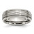 Chisel Stainless Steel Brushed and Polished Criss-cross Design 7mm Ridged Edge Band - SR-C6C4C38E-7396