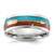 Chisel Stainless Steel Polished Arrow with Turquoise and Wood Inlay 8mm Band - SR-E8B136DA-6421