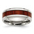 Chisel Stainless Steel Polished with Red Koa Wood Inlay Enameled 8mm Band - SR-8404093A-2984