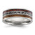 Chisel Stainless Steel Polished with Wood, Imitation Meteorite and Red Stone Inlay 8mm Band - SR-D7B5C278-1308