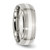 Chisel Stainless Steel Sterling Silver Inlay Brushed and Polished 8mm Ridged Edge Band - SR-79FFE2EE-3376