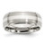 Chisel Stainless Steel Sterling Silver Inlay Brushed and Polished 8mm Ridged Edge Band - SR-84EBF5EB-8255