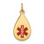 14k 20x11.5mm Teardrop Red Enameled Medical Jewelry Pendant