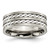 Chisel Titanium Antiqued and Brushed with Sterling Silver Braided Inlay 8mm Band - TB-38390AED-8788