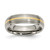 Chisel Titanium Brushed Center with 14k Gold Inlay 6mm Ridged Edge Band - TB-B409A4EA-9935