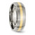 Chisel Titanium Brushed Center with 14k Gold Inlay 8mm Ridged Edge Band - TB-27E18B40-5004