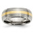Chisel Titanium Brushed Center with 14k Gold Inlay 8mm Ridged Edge Band - TB-8E8D1135-4629