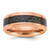 Chisel Titanium Polished Rose IP-plated Synthetic Leather Inlay in Clear Epoxy 8mm Band - TB-F131C79F-8023