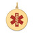 14k 22mm Round Red Enameled Medical Jewelry Pendant