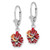 De-Ani Sterling Silver Rhodium-Plated Enameled Red Hibiscus Leverback Earrings