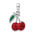 De-Ani Sterling Silver Rhodium-Plated Polished 3D Enameled Cherries Pendant
