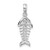 De-Ani Sterling Silver Rhodium-plated Polished 3D Fishbone Pendant