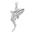 De-Ani Sterling Silver Rhodium-Plated Polished 3D Swimming Shark Pendant