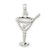 De-Ani Sterling Silver Rhodium-Plated Polished Cut-Out Martini with Olive Pendant