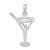 De-Ani Sterling Silver Rhodium-Plated Polished Cut-Out Martini with Olive Pendant