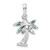 De-Ani Sterling Silver Rhodium-Plated Polished Enameled Palm Tree Pendant