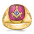 IBGoodman 14k Men's Polished and Grooved with Lab Created Ruby Blue Lodge Master Masonic Ring