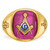 IBGoodman 14k Men's Polished and Grooved with Lab Created Ruby Blue Lodge Master Masonic Ring