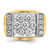 IBGoodman 14k Two Tone 1 1/2 carat Lab Grown Diamond VS/SI+ G+ Complete Men's Polished and Satin Cluster Ring