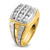 IBGoodman 14k Two-tone Men's Polished and Grooved 3-Row 1 Carat AA Quality Diamond Cluster Ring