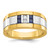 IBGoodman 14k Two-tone Men's Polished and Grooved Lab Created Sapphire and 1/10 Carat AA Quality Diamond Ring