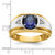 IBGoodman 14k Two-tone Men's Polished Satin and Grooved Lab Created Sapphire and AA Quality Diamond Ring