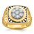 IBGoodman 14k Two-tone with Black Enamel Men's Polished Textured and Diamond-cut 1 Carat AA Quality Diamond Stars and Stripes Round Cluster Ring