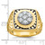 IBGoodman 14k Two-tone with Black Enamel Men's Polished Textured and Diamond-cut 1 Carat AA Quality Diamond Stars and Stripes Round Cluster Ring