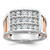 IBGoodman 14k White and Rose Gold Men's Polished and Cut-Out 3-Row 1 1/5 Carat AA Quality Diamond Ring
